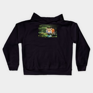 Tiger In The Water Kids Hoodie